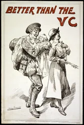 Better than the VC - Poster Showing a Soldier Holding a Baby, as He Follows His Wife, 1918